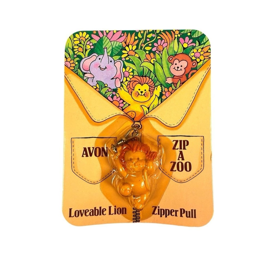 Vintage 1983 New in Package Avon Zipper Pull Loveable Lion Zip A Zoo Hong Kong